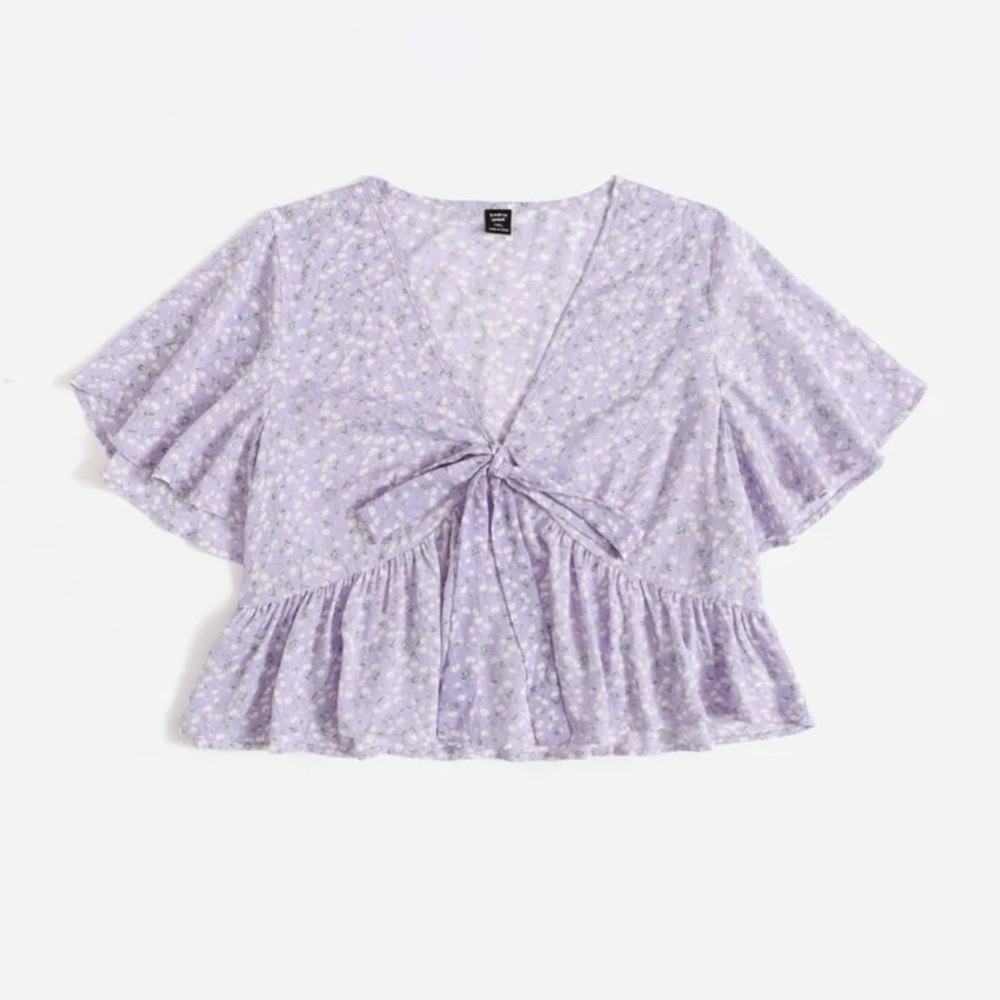 purple floral tie crop top size XL